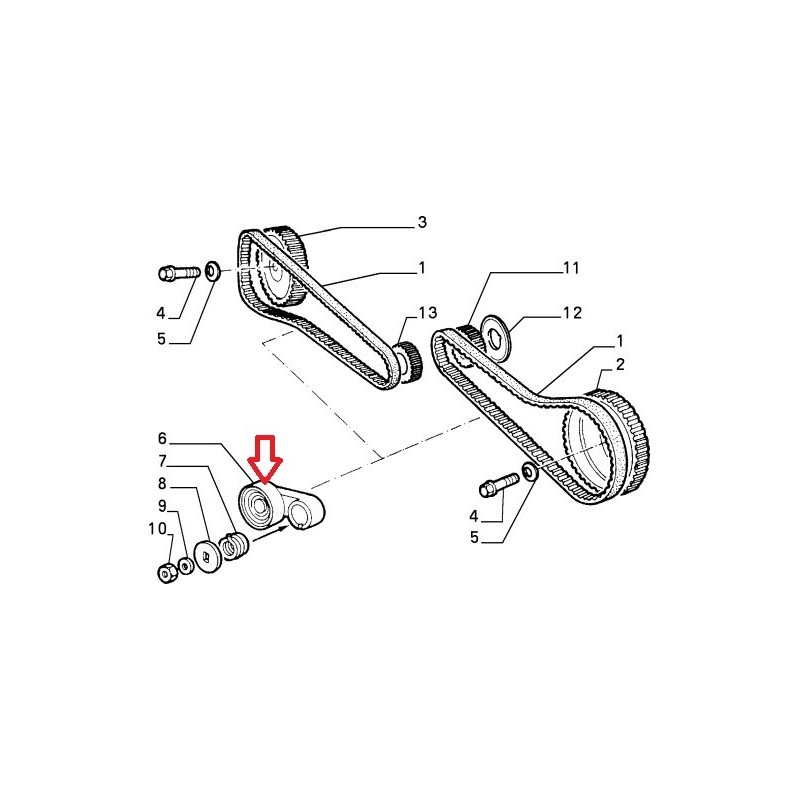 Left timing belt bearing  - Alfa Romeo 33 / 145 / 146