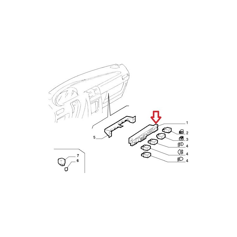 Commande interrupteurs  - Fiat Punto GT / ELX (1997 - 2000)