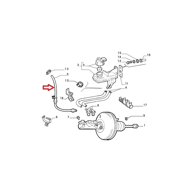 Servobrake hose - Fiat Coupe 2,0 20V Turbo