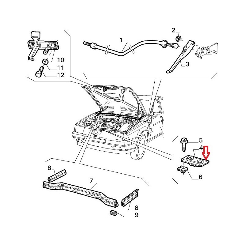 Bonnet lock - Alfa Romeo 75 / SZ / RZ