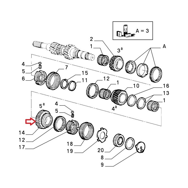 Fifth gearbox pinion  - Fiat Coupe / Lancia Kappa