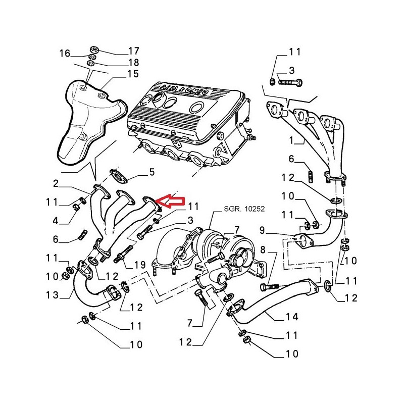 Collecteur gauche d'échappement - Alfa Romeo GTV / SPIDER 2,0 V6 TB