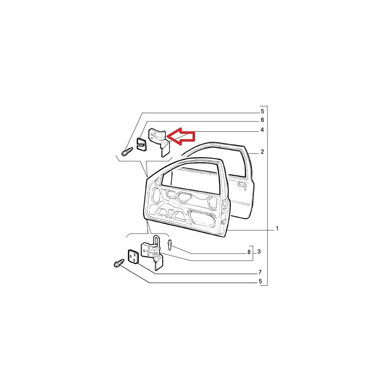 Cerniera destra della porta  - Fiat Punto