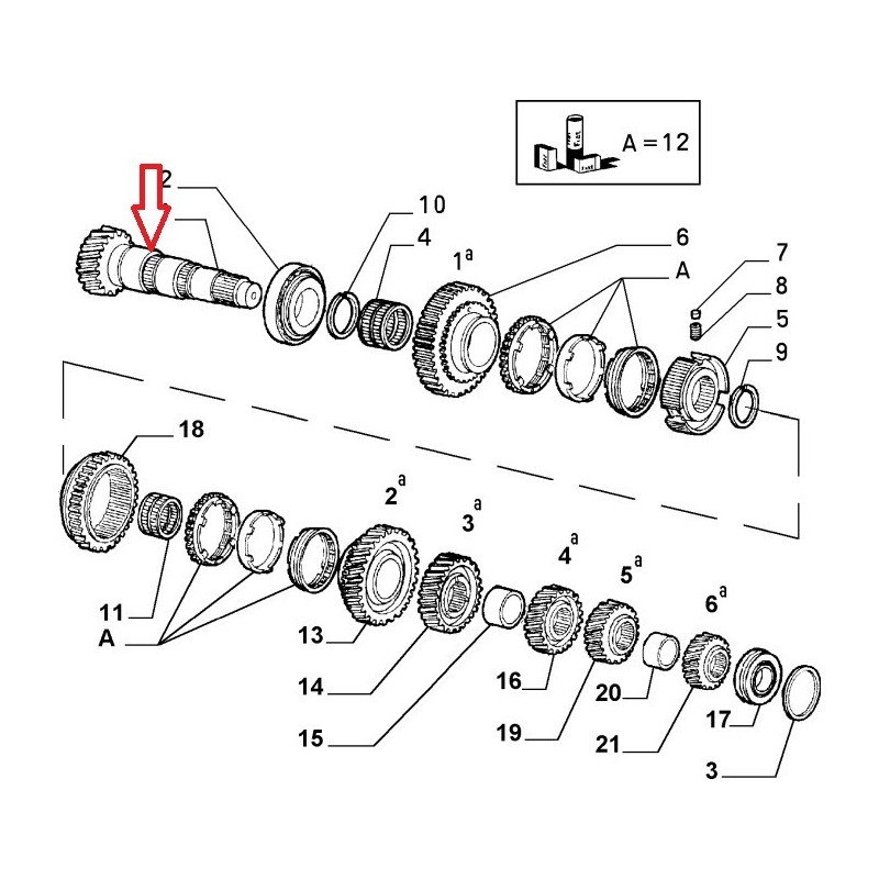Arbre primaire de boite de vitesse - Fiat Coupe