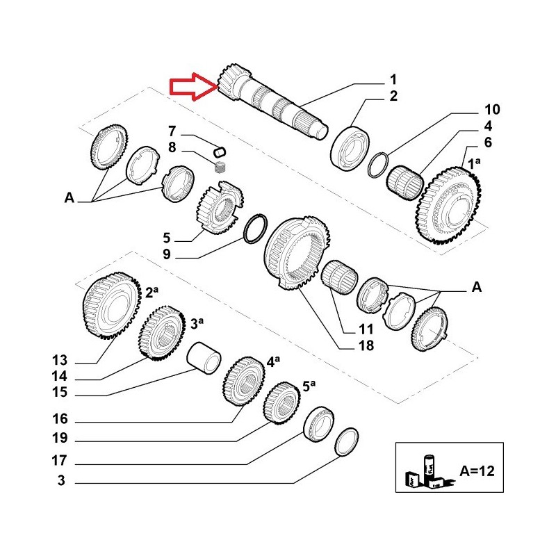 Arbre primaire de boite de vitesse - Alfa Romeo 145 / 146 / SPIDER / Fiat Coupe