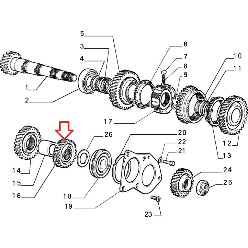 Fourth gearbox pinion - Alfa Romeo / Fiat / Lancia