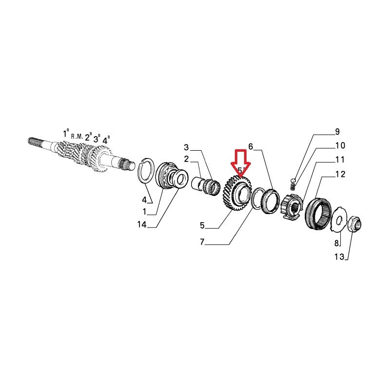 Fifth gearbox pinion  - Alfa Romeo / Fiat / Lancia