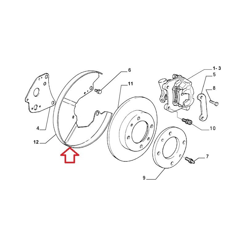 Right brake disc protection - Alfa Romeo / Fiat / Lancia