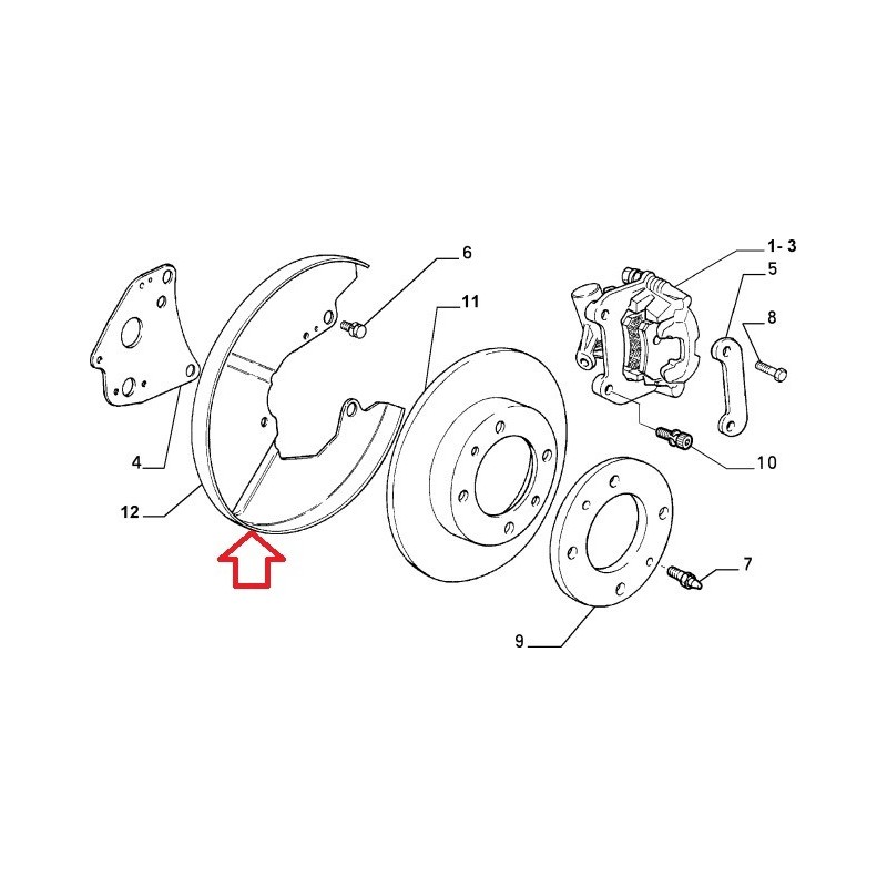 Riparo disco freno destro - Alfa Romeo / Fiat / Lancia