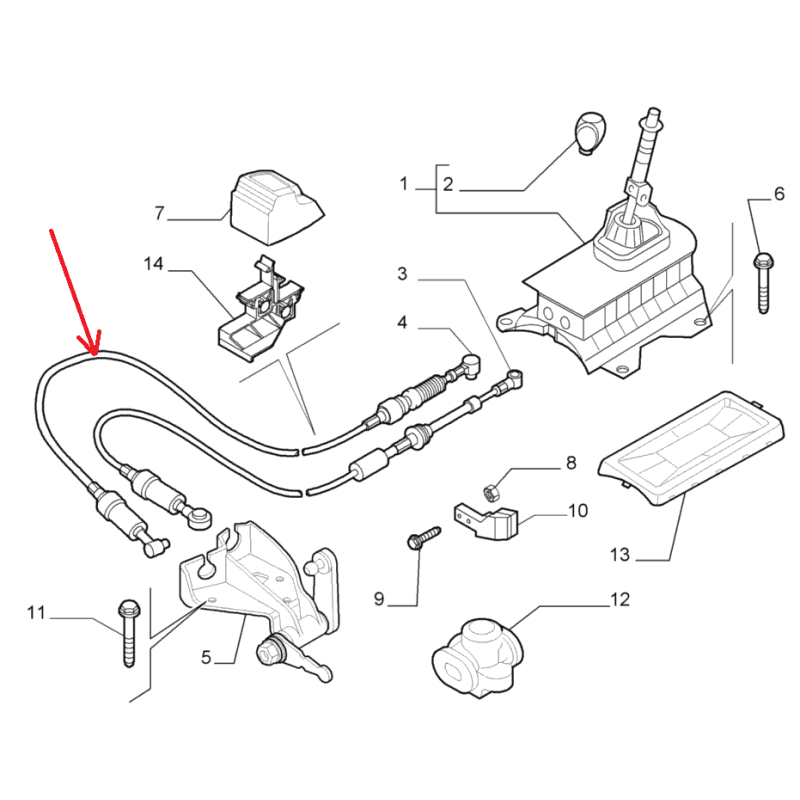 Cable de commande de boite - Fiat Grande Punto / Punto EVO