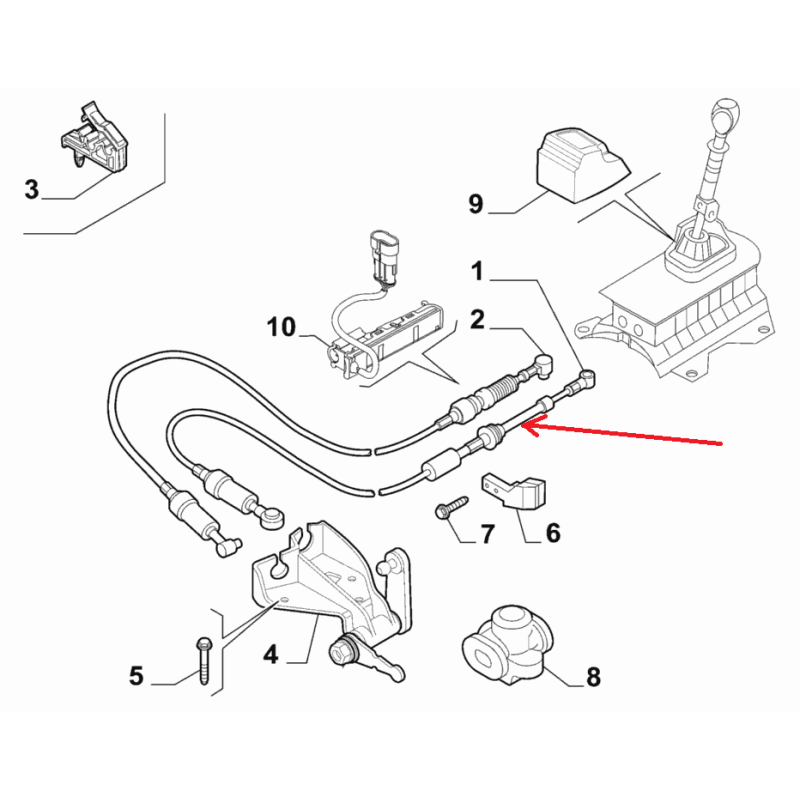 Gearbox cable  - Alfa Romeo Mito / Fiat Grande Punto / Punto Evo