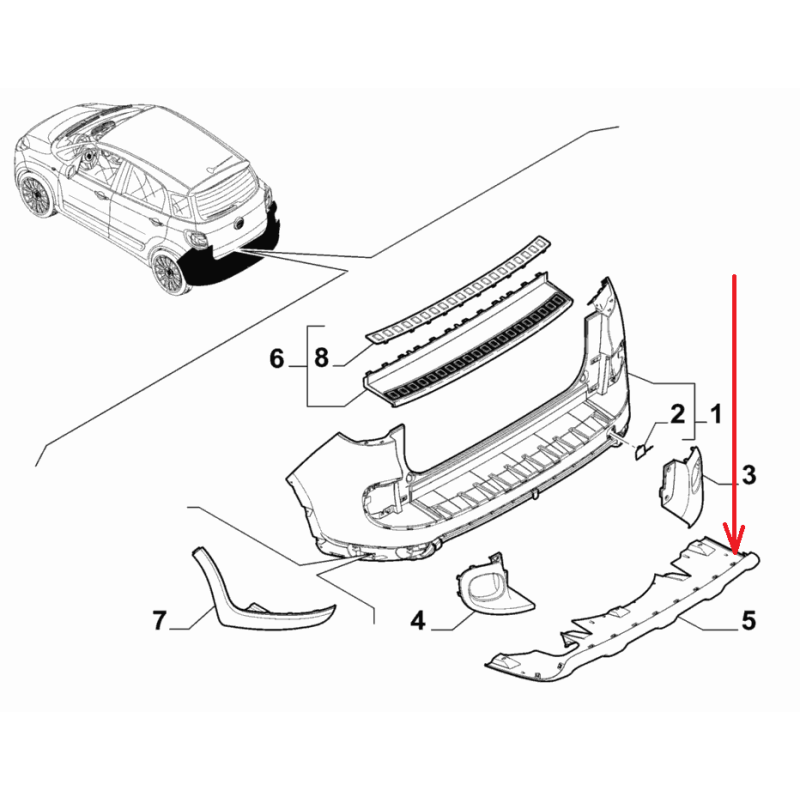 Riparo sotto paraurto  - Fiat 500 L (2012 -- 2017)