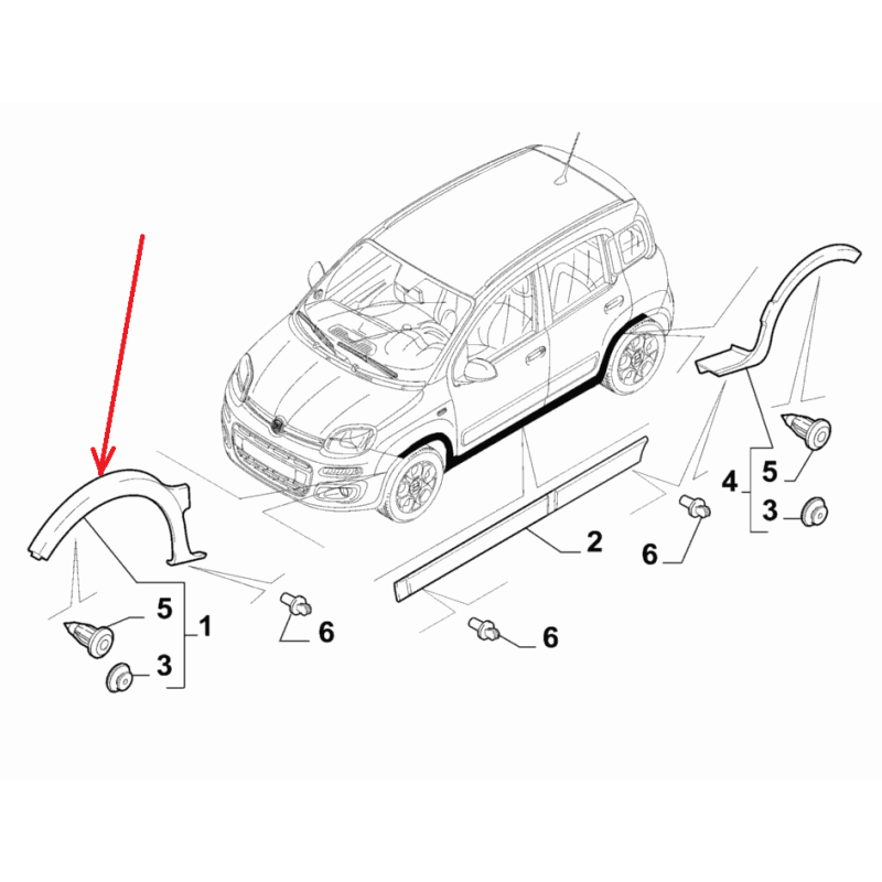 Left front wheelarch - Fiat Panda 4X4 Cross (2012 -- ....)