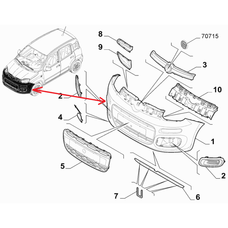 Front bumper - Fiat Nuova Panda (2012 -- .... )