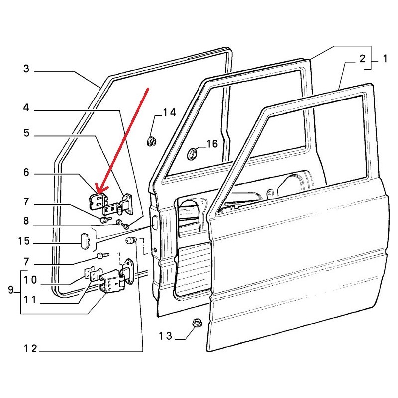 Door hinge plate - Fiat Panda 141 