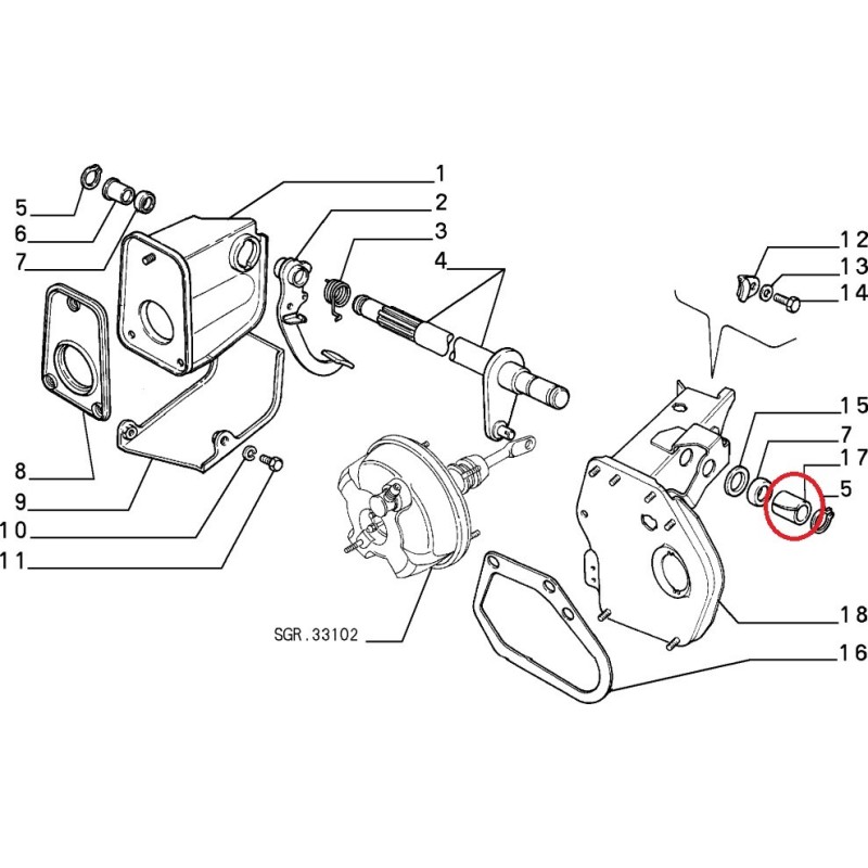 Pedal bush - Autobianchi Y10 / Fiat Panda 