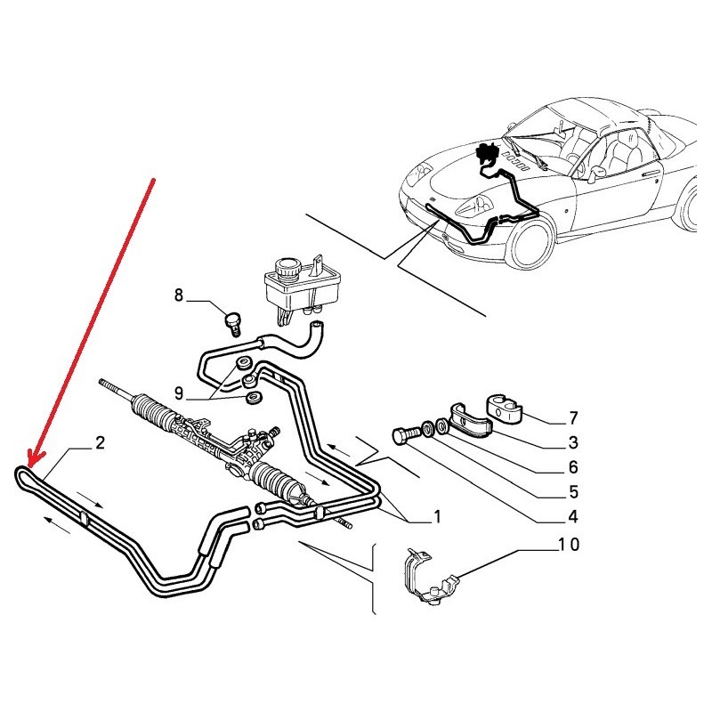 Tuyau de servodirection - Fiat Barchetta
