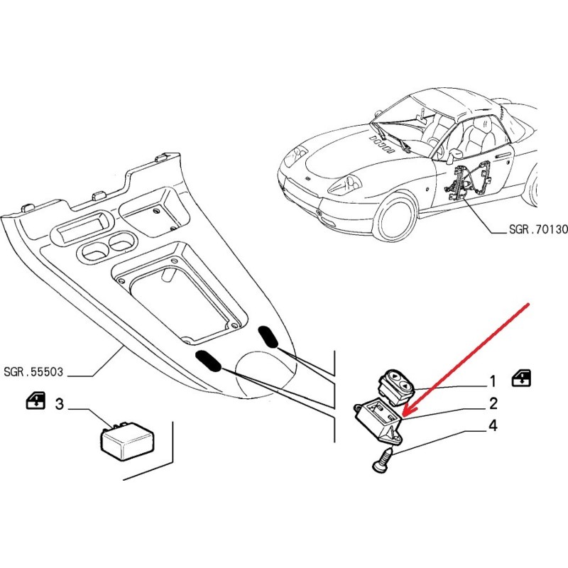 Support d'interrupteur gauche - Fiat Barchetta