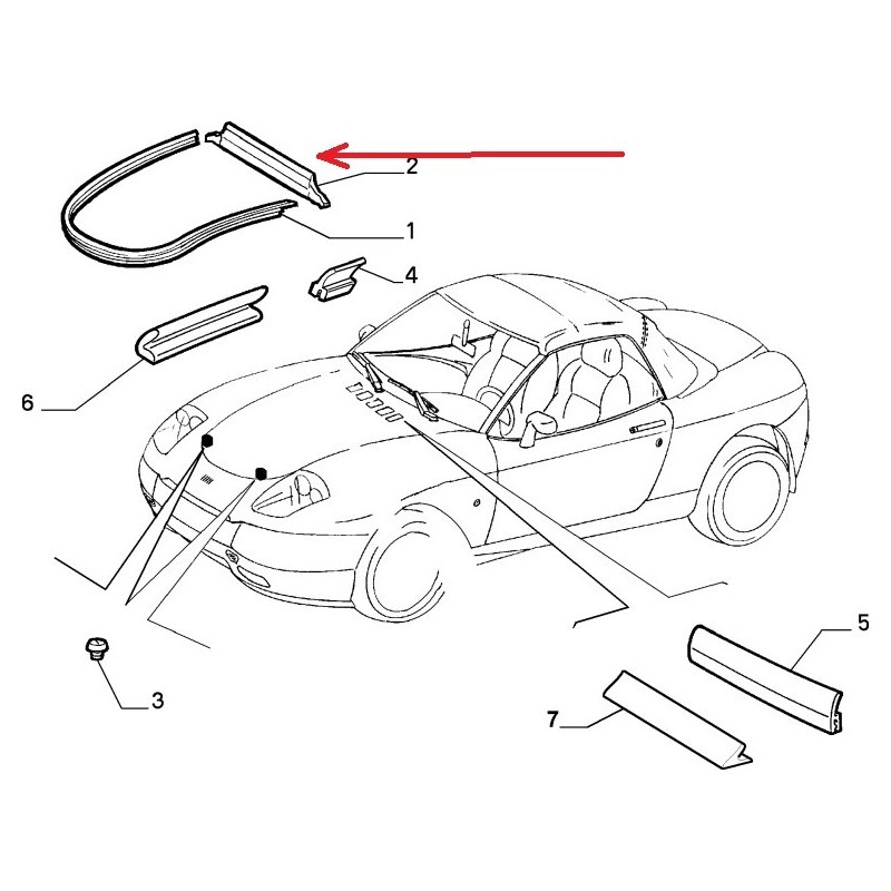 Guarnizione del cofano - Fiat Barchetta