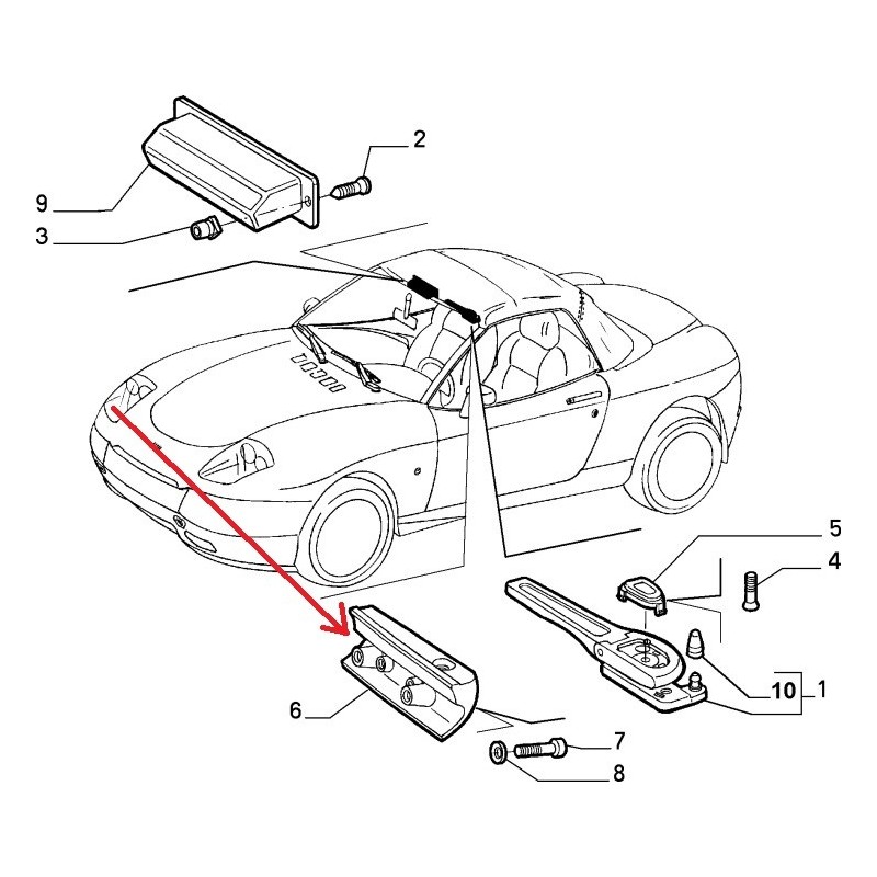 Right striker plate - Fiat Barchetta 