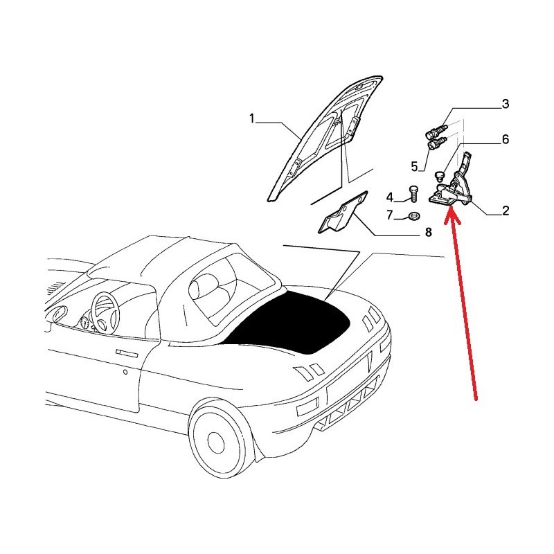 Left hinge - Fiat Barchetta