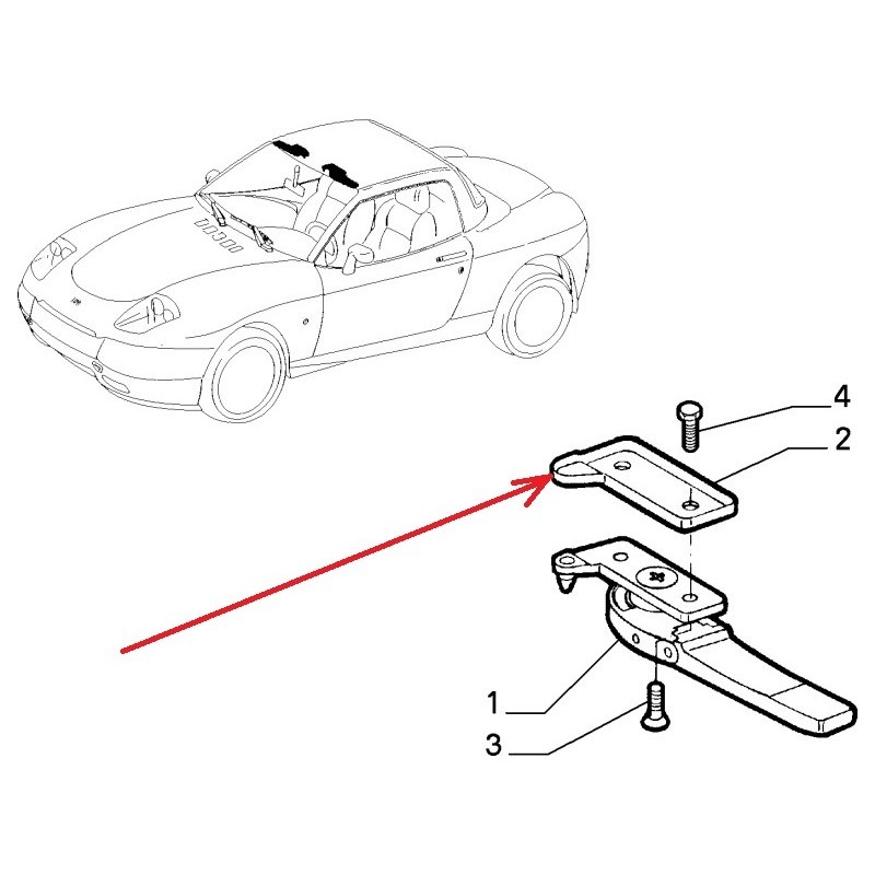 Left softop support  handle - Fiat Barchetta / Punto