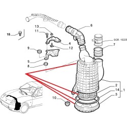 Complete air filter assembly - Fiat Barchetta