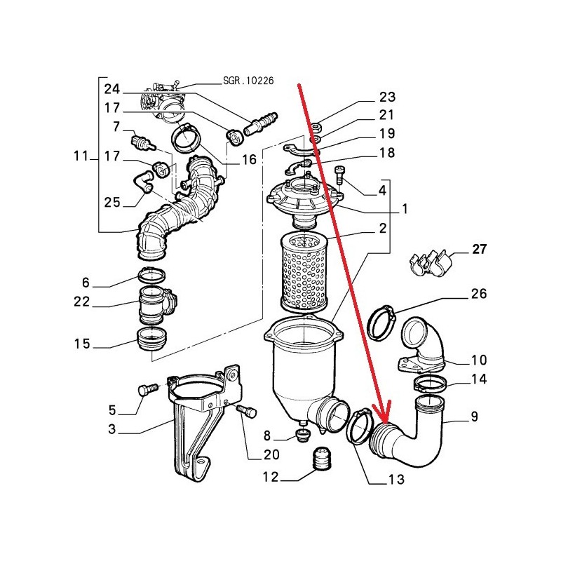 Air filter connection hose - Alfa Romeo GTV / SPIDER