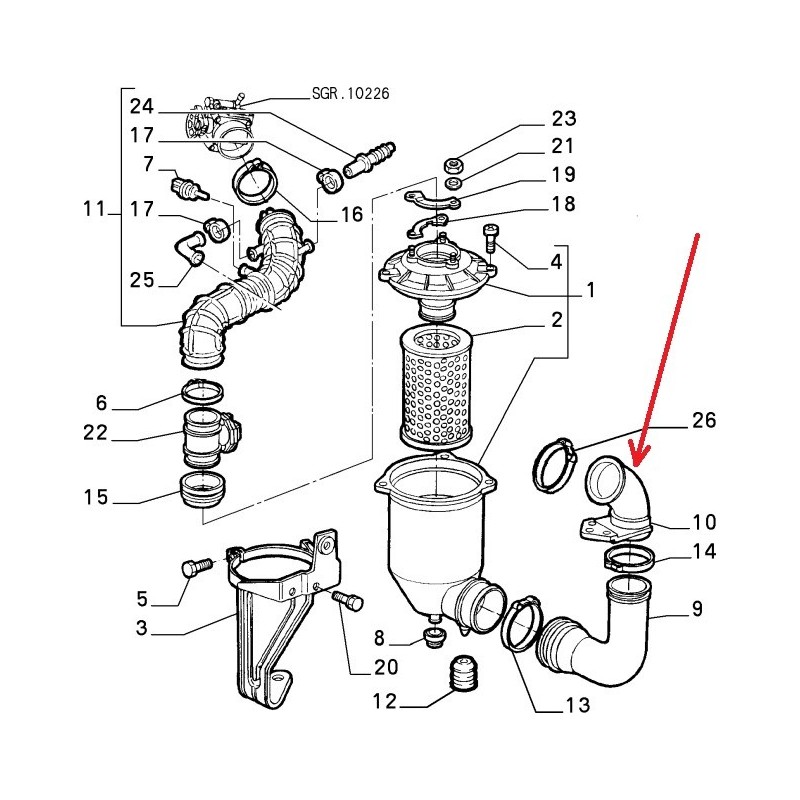 Air filter connection hose - Alfa Romeo GTV / SPIDER