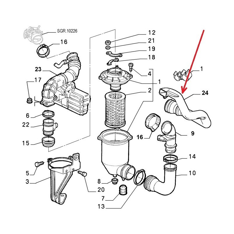 Air filter connection hose - Alfa Romeo GTV / SPIDER