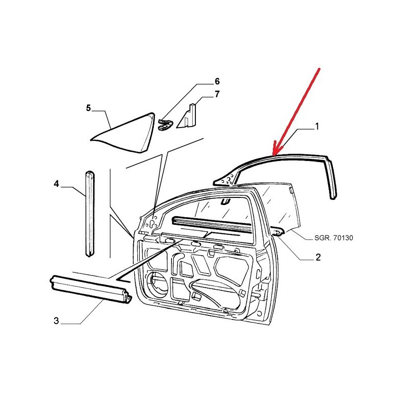 Guarnizione porta anteriore destra  - Alfa Romeo 156 Progression / Distinctive