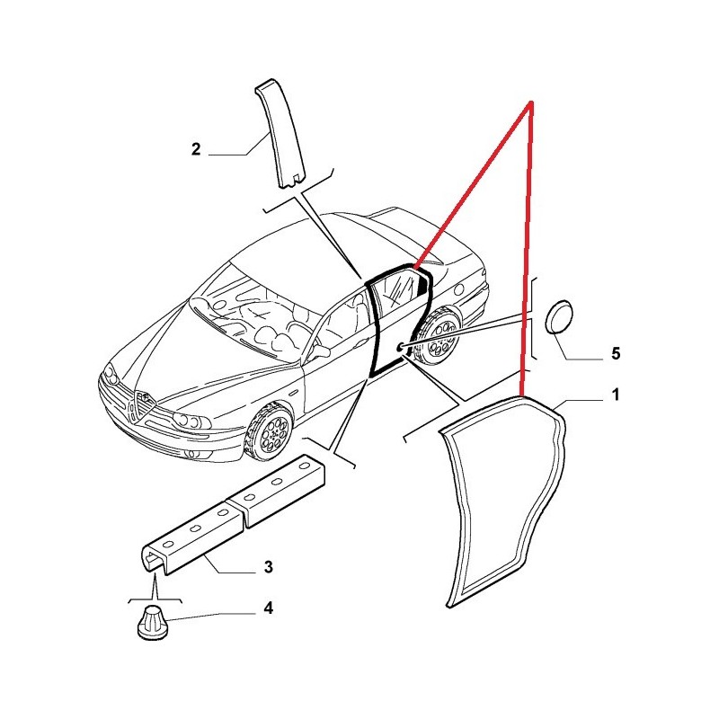 Guarnizione porta posteriore destra - Alfa Romeo 156 SW GTA / Progression / Distinctive