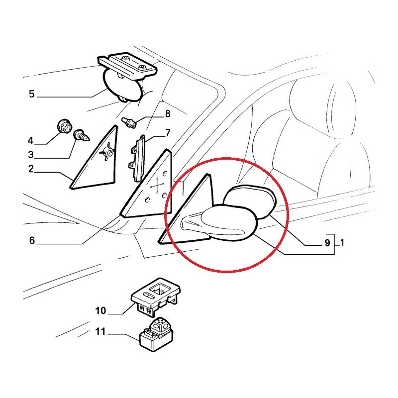 Retroviseur droit - Fiat Coupe 