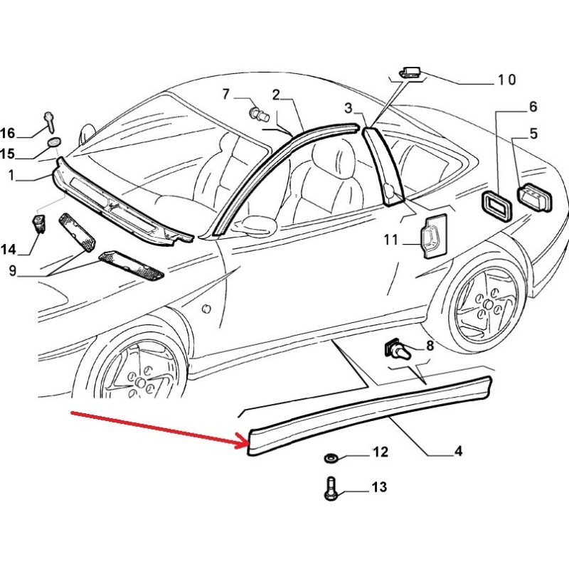 Right lower door molding - Fiat Coupe