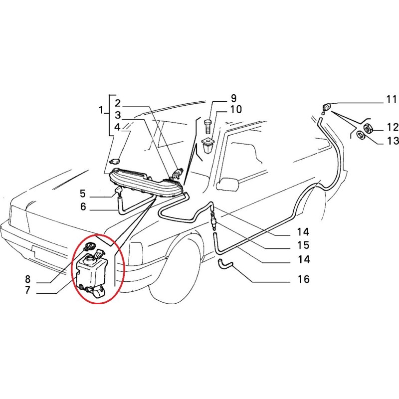 Réservoir lave-glace - Fiat Uno (1989 - 1995)