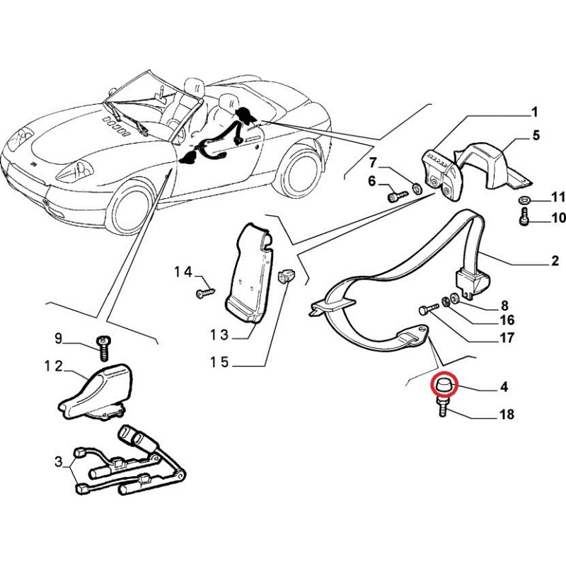 Safety belt nut cap - FIAT  BARCHETTA / PUNTO