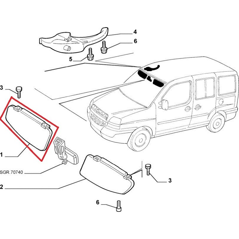 Right sun visor - FIAT  DOBLO