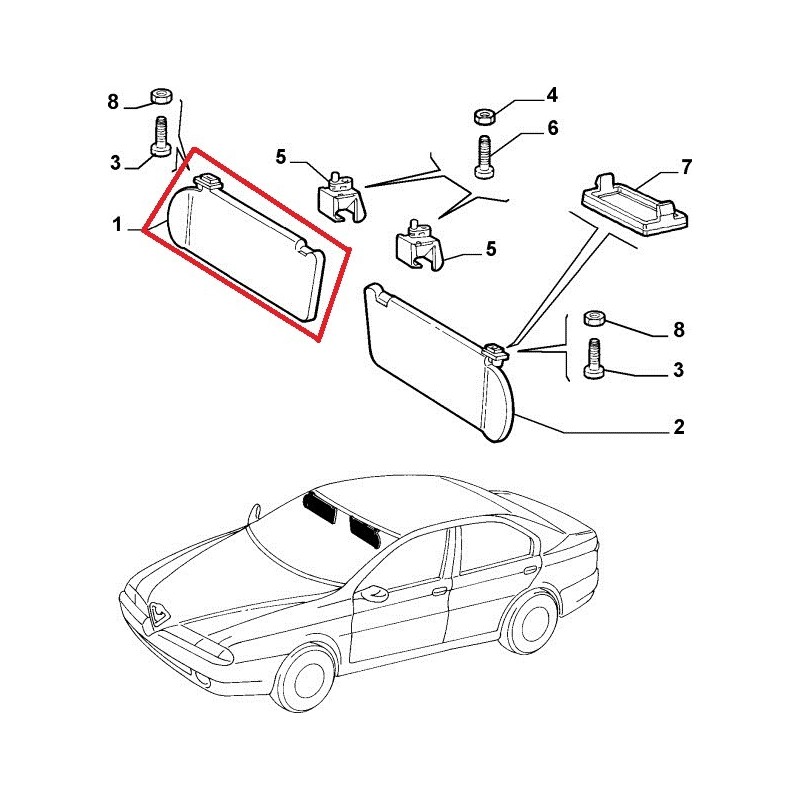 Right sun visor - ALFA ROMEO 166