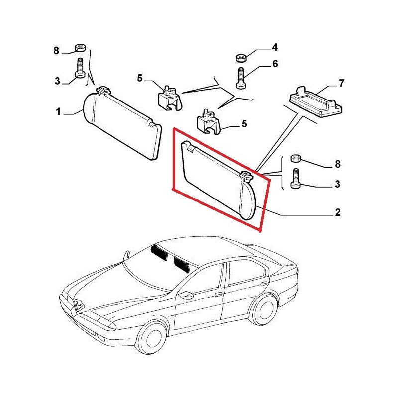 Left sun visor - ALFA ROMEO  166 