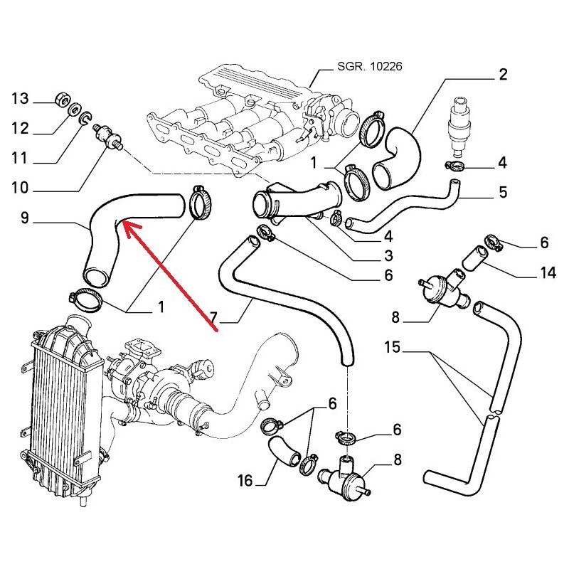 Durite supérieure de Radiateur - Lancia Thema