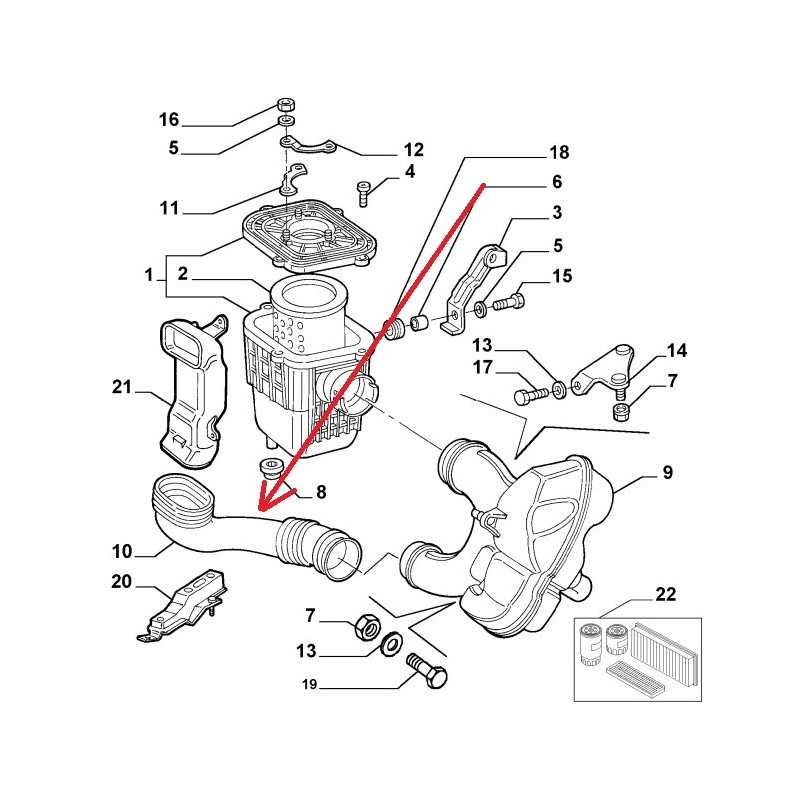 Connection hose : air filter / throttle valve - Alfa Romeo / Lancia