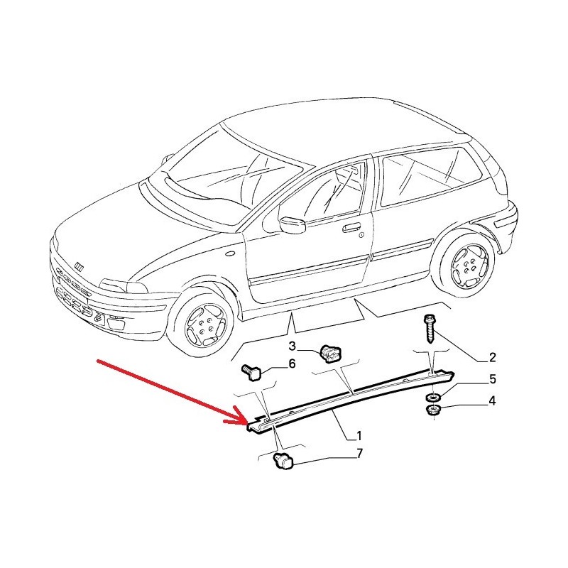 Bas de caisse droit - Fiat Punto Sporting (1993 -- 1997)