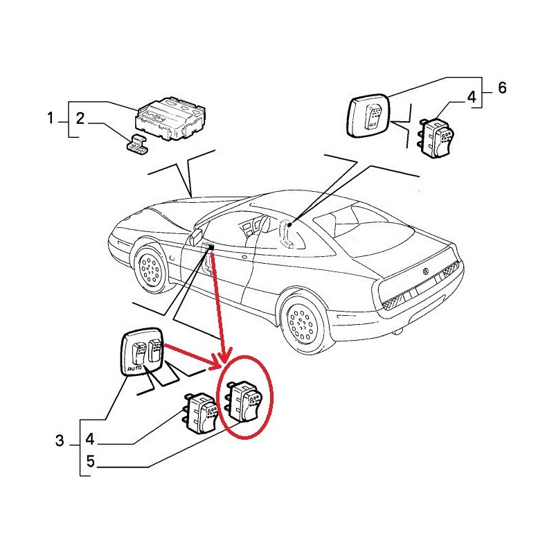 Interruttore finestra destra - Alfa Romeo GTV / Spider  MY 2003