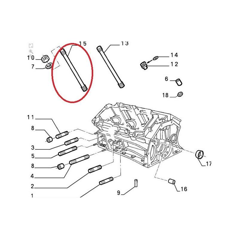 Goujon de bloc moteur - Alfa Romeo / Fiat / Lancia (MoteurV6)