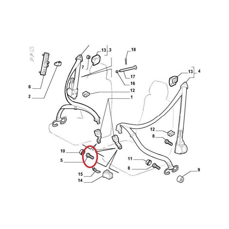 Boulon de ceinture de sécurité -  Fiat Punto (1999 -2010) Toutes