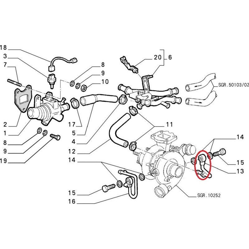 Raccordo  - Fiat Coupe 2,0 16 V Turbo / Lancia Kappa 2.0 16V Turbo / Delta 2,0 16V Turbo