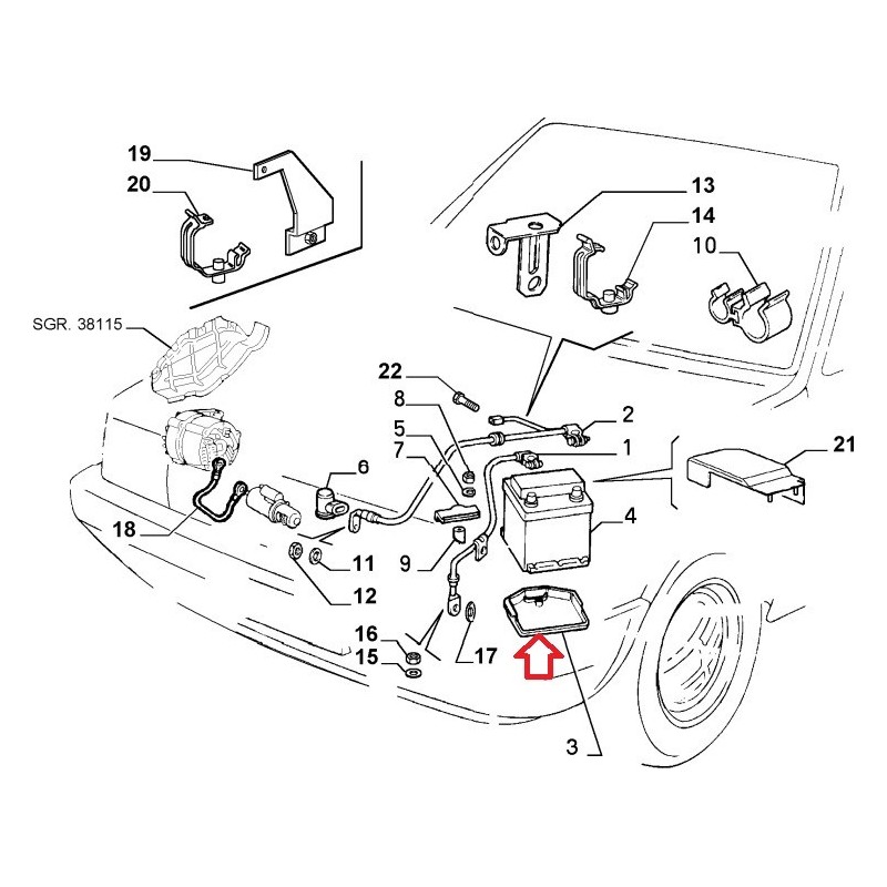 Battery holder - Fiat Uno