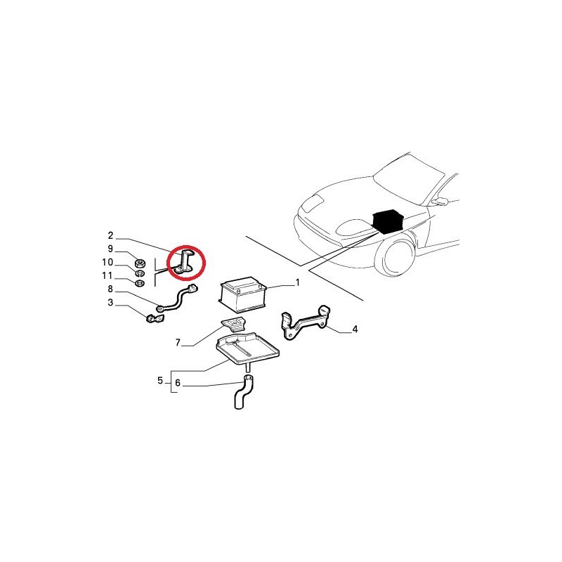 Battery mount - Fiat Coupe 2,0 Turbo