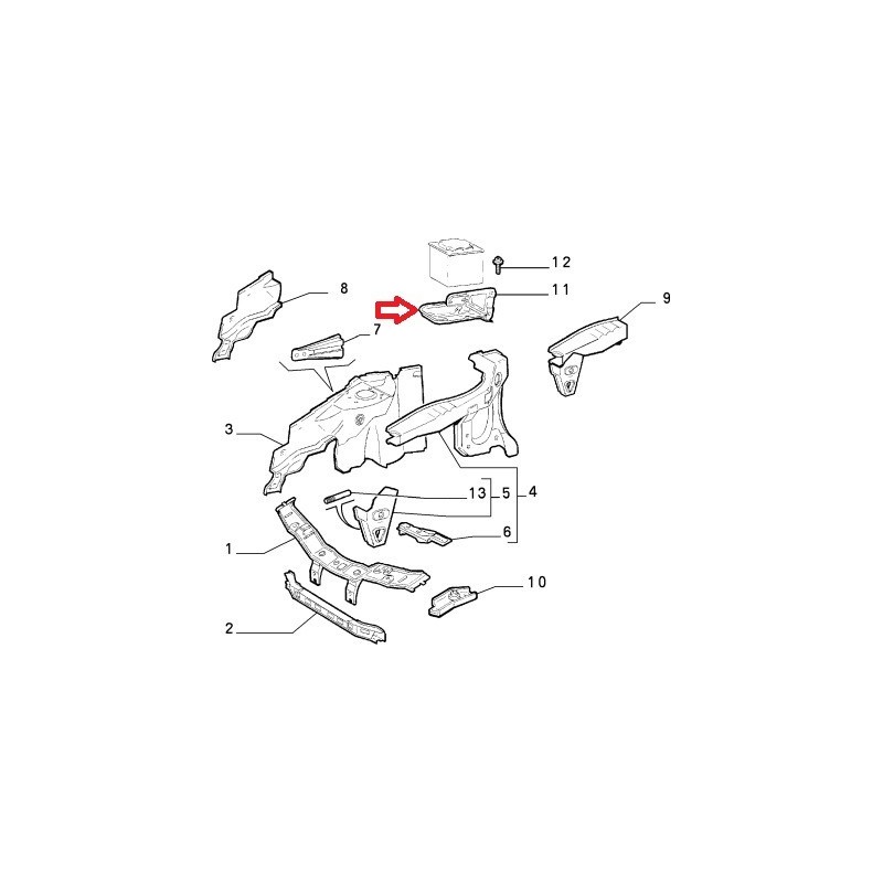 Support de batterie - Fiat Punto / Lancia Ypsilon