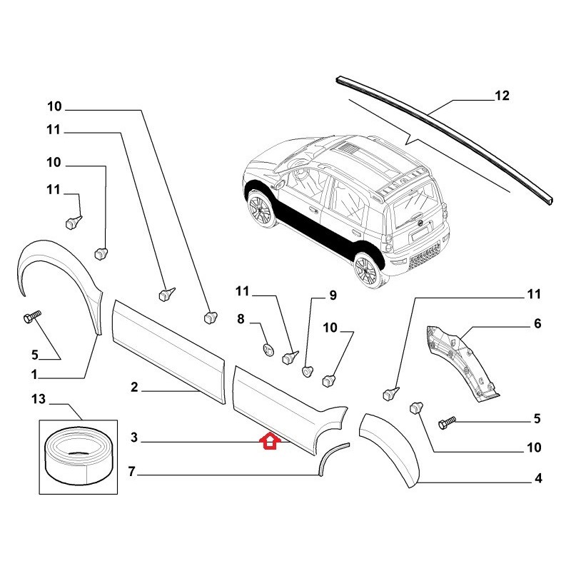 Modanatura destra - Fiat Panda 4X4 Cross (2003 -- 2009)